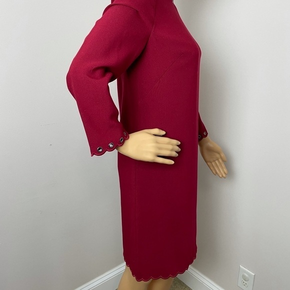 Kate Spade Burgundy Shift Dress – Scalloped Detail, Size 2 (Fits Small) - Picture 6 of 13